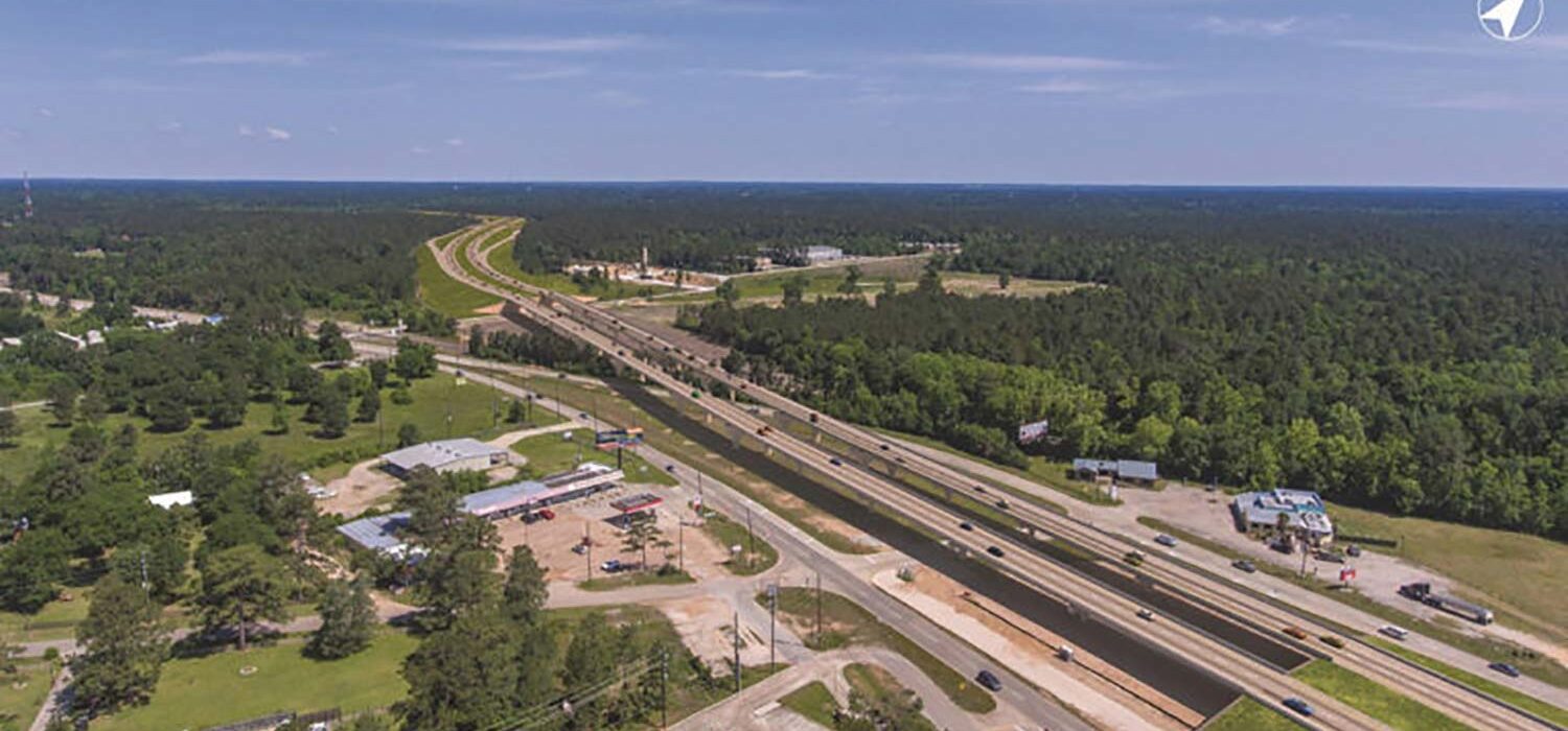 aerial view of SH 249 road